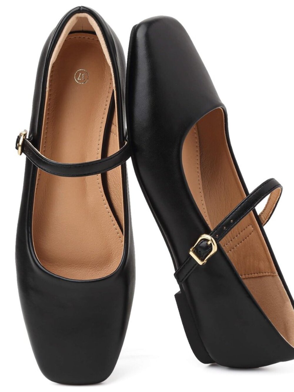 Womens Ballet Flats Mary Jane Shoes Square Toe Adjustable Strap Dress Shoes
